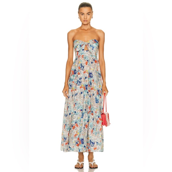 Zimmermann - Clover Tie Front Midi Dress Topaz Peony Floral US 8 / AU 2 / Medium - Picture 16 of 16